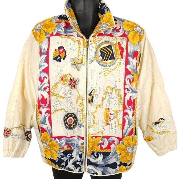 Vintage East West Nautical Bomber Jacket Womens Size Small Iniko Fashion